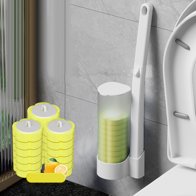 Antibakterielle Einweg-Toilettenbürste mit hygienischem Schwammkopf und Halter