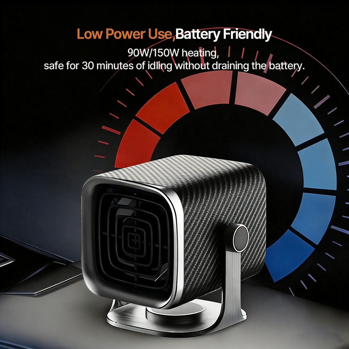 Autowärmer 12V/24V – Tragbarer Autoheizer mit 360° drehbarem Ventilator