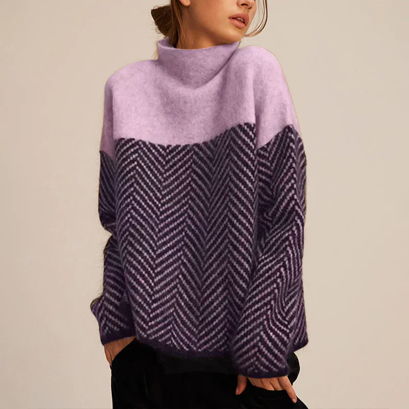 Eireann Luxe Strickpullover | Gemütlicher Rollkragenpullover im Chevron-Muster für stilvolle Wärme