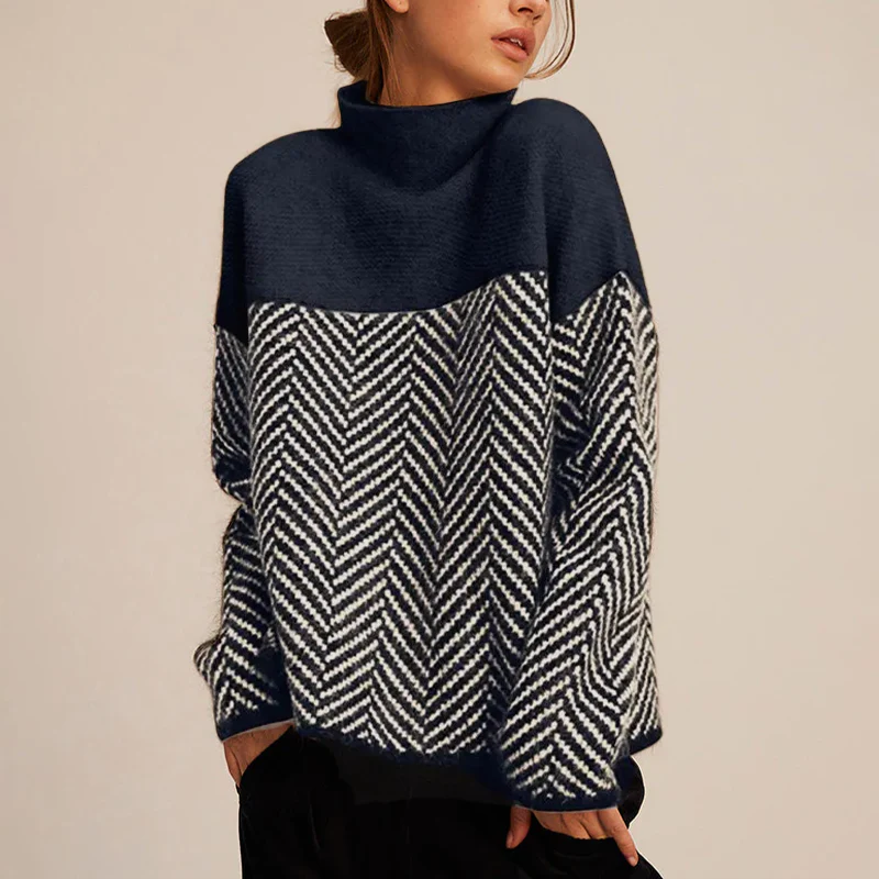 Eireann Luxe Strickpullover | Gemütlicher Rollkragenpullover im Chevron-Muster für stilvolle Wärme