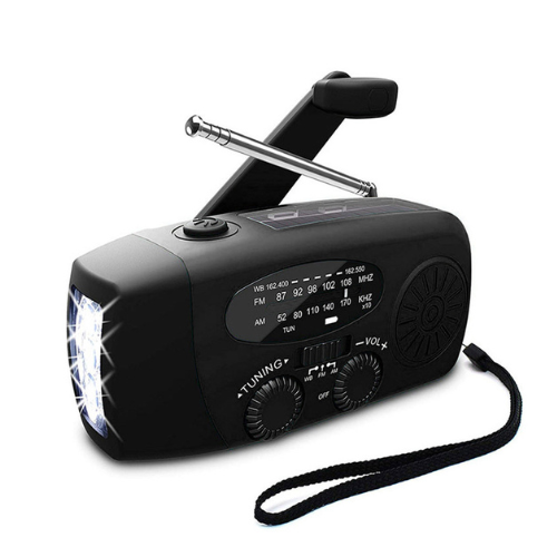 Selbstbetriebsfähiges Notradio – Handkurbel, Solar, Taschenlampe & Powerbank – FM/AM Radio, Unentbehrlich für Katastrophen und Notfälle
