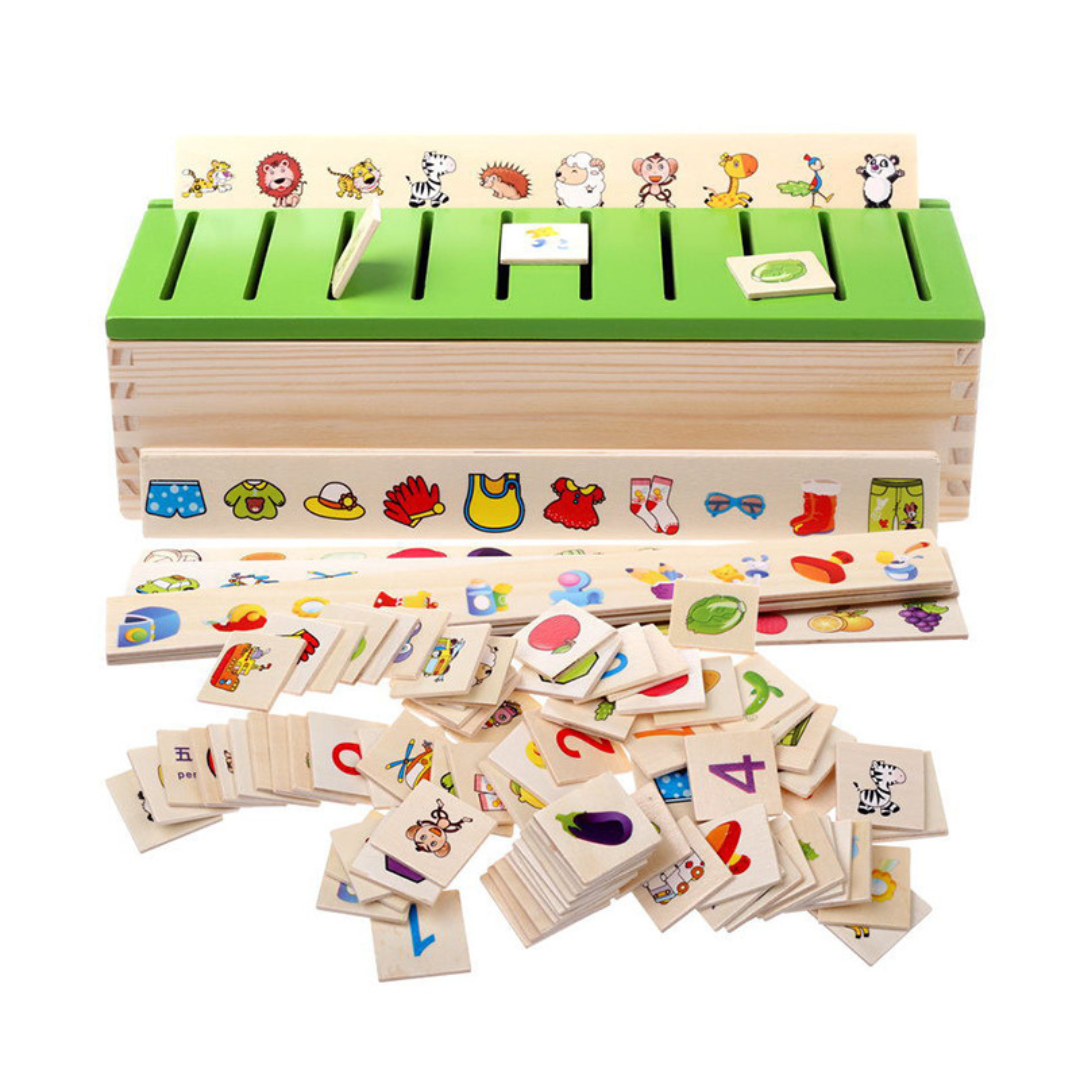 Montessori Holz Sortierbox für Lernen und Entwicklung