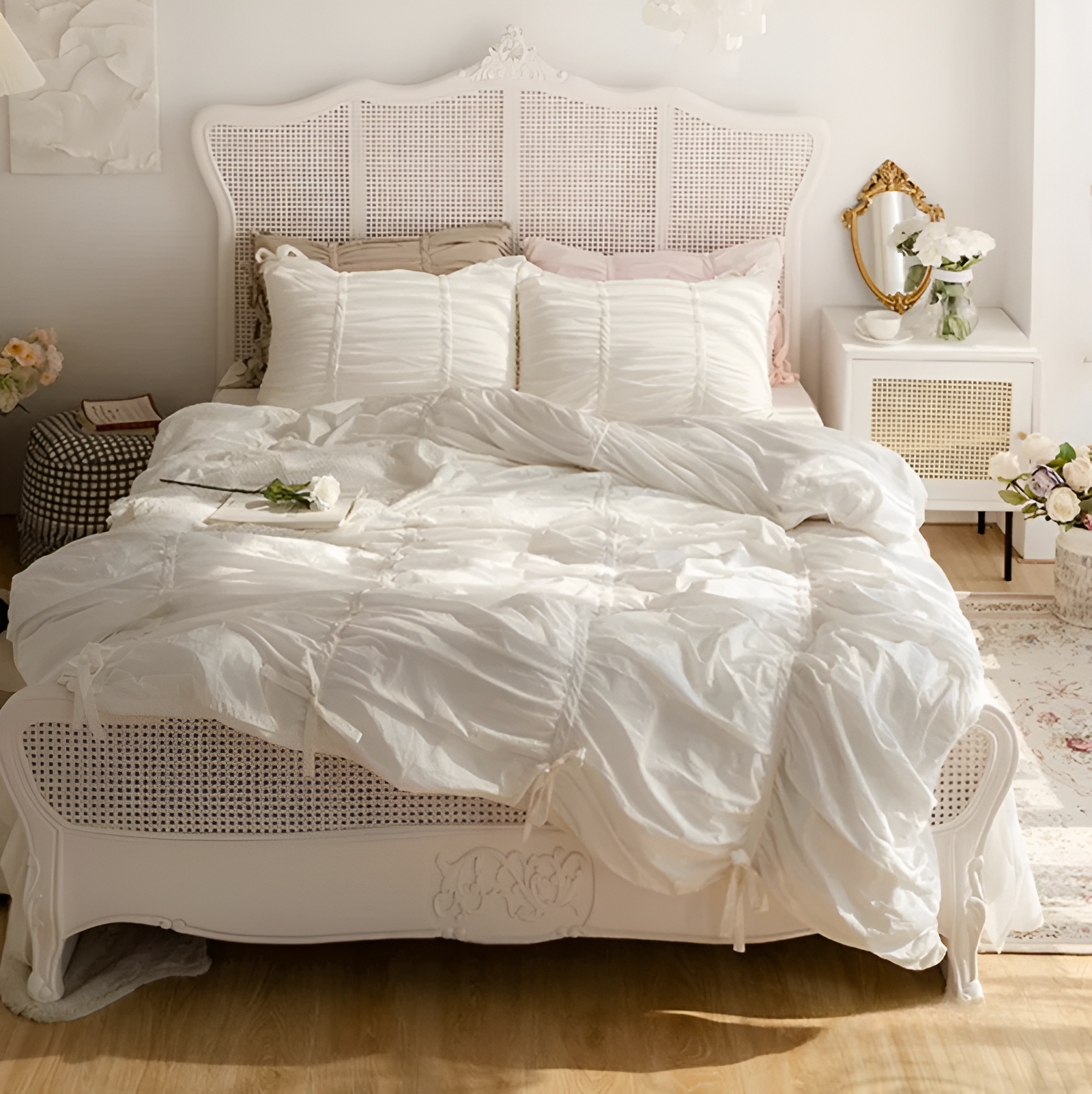 Beige Bettwäsche Set – 100% Gewaschenes Baumwoll-Bettset mit Kissenbezügen und Bettlaken, Langlebig und Pflegeleicht für Moderne Schlafzimmer