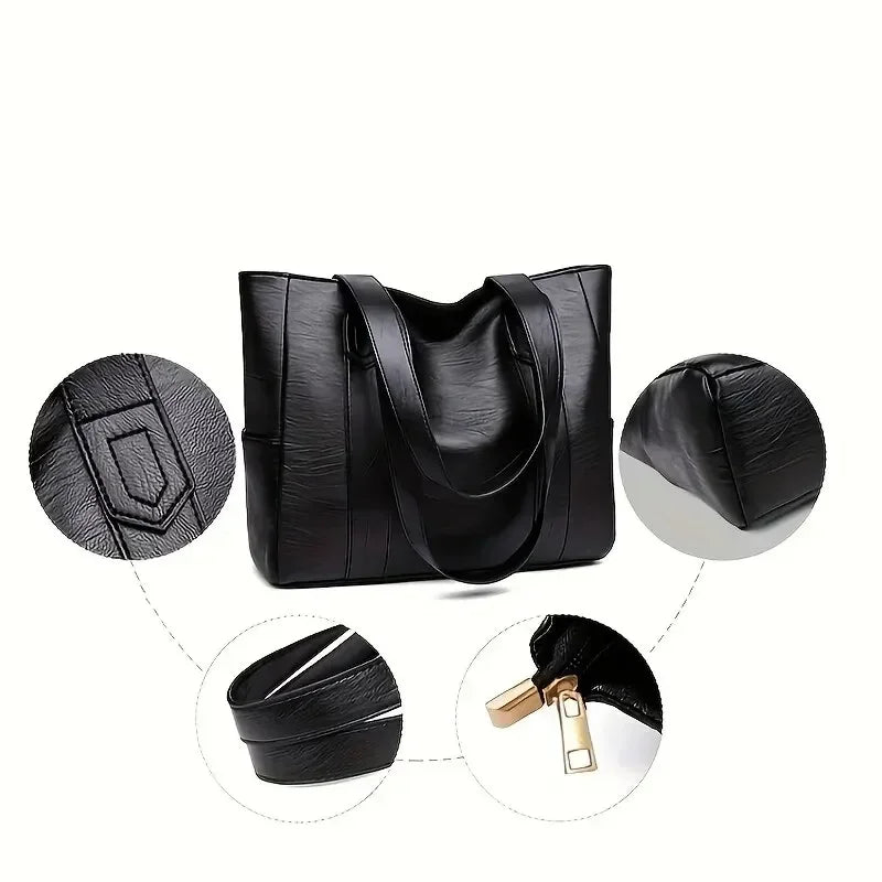 Elegante Leder-Schultertasche im Retro-Stil mit glatter Oberfläche