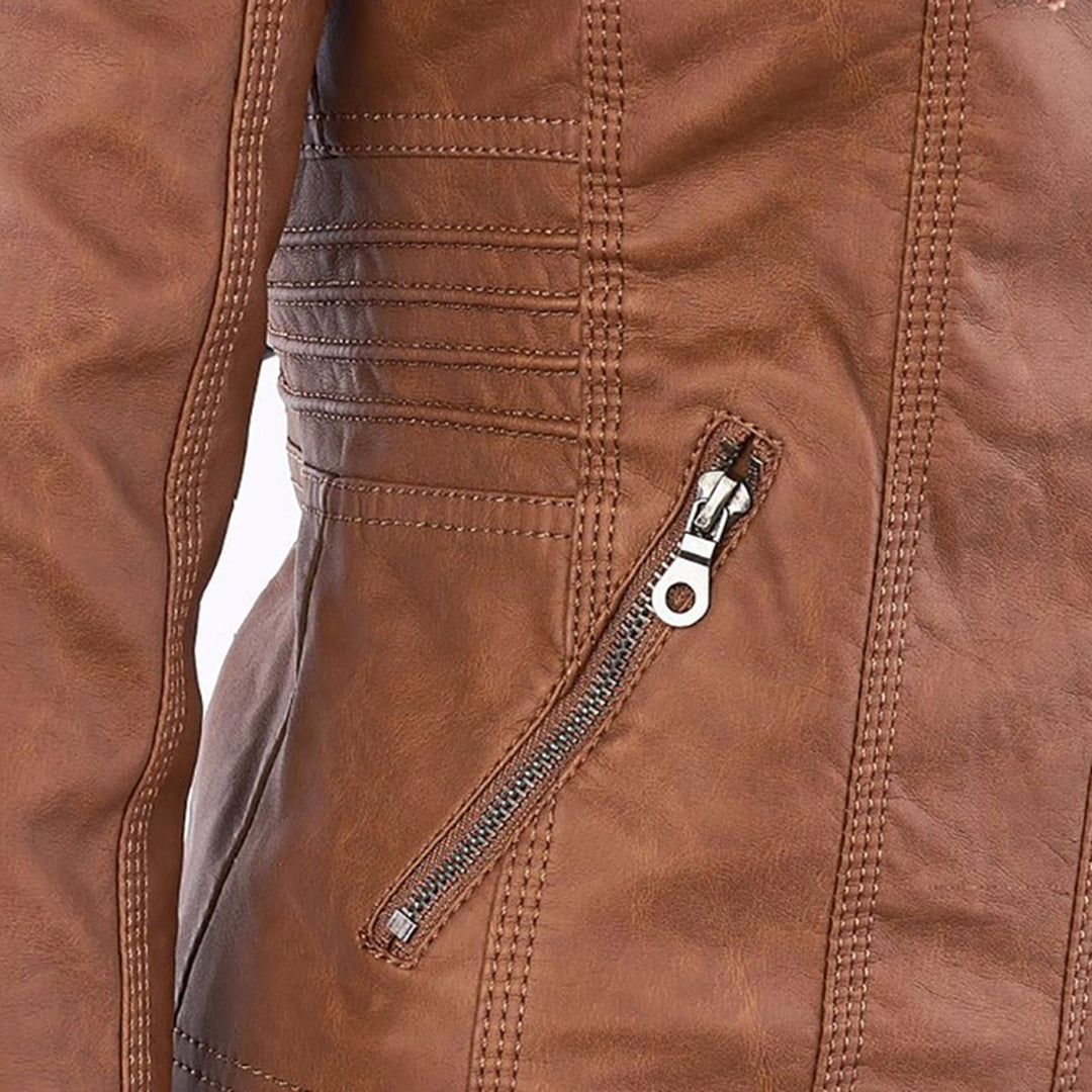 Drune - Damen Lederjacke mit Kapuze