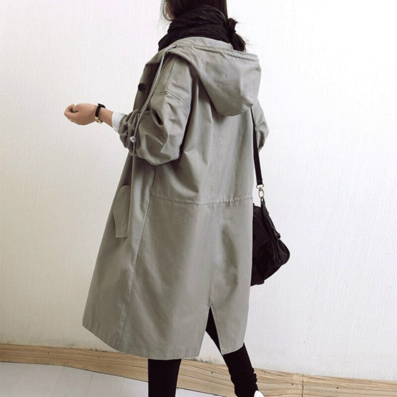 Drune | Modischer langer Trenchcoat Damen Wechsel Saison 2023