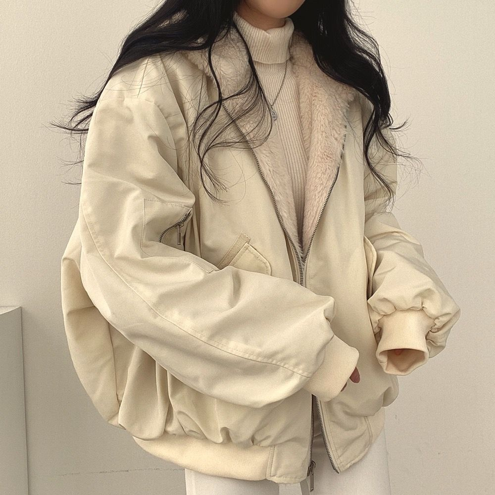 Umkehrbare Fleece Damenjacke – Warme leichte Winterjacke mit Kapuze