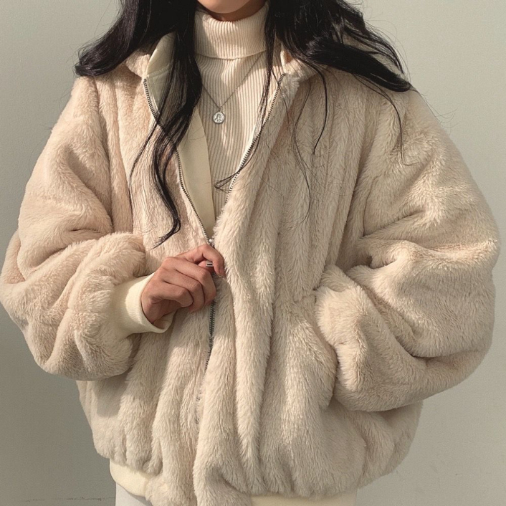 Umkehrbare Fleece Damenjacke – Warme leichte Winterjacke mit Kapuze