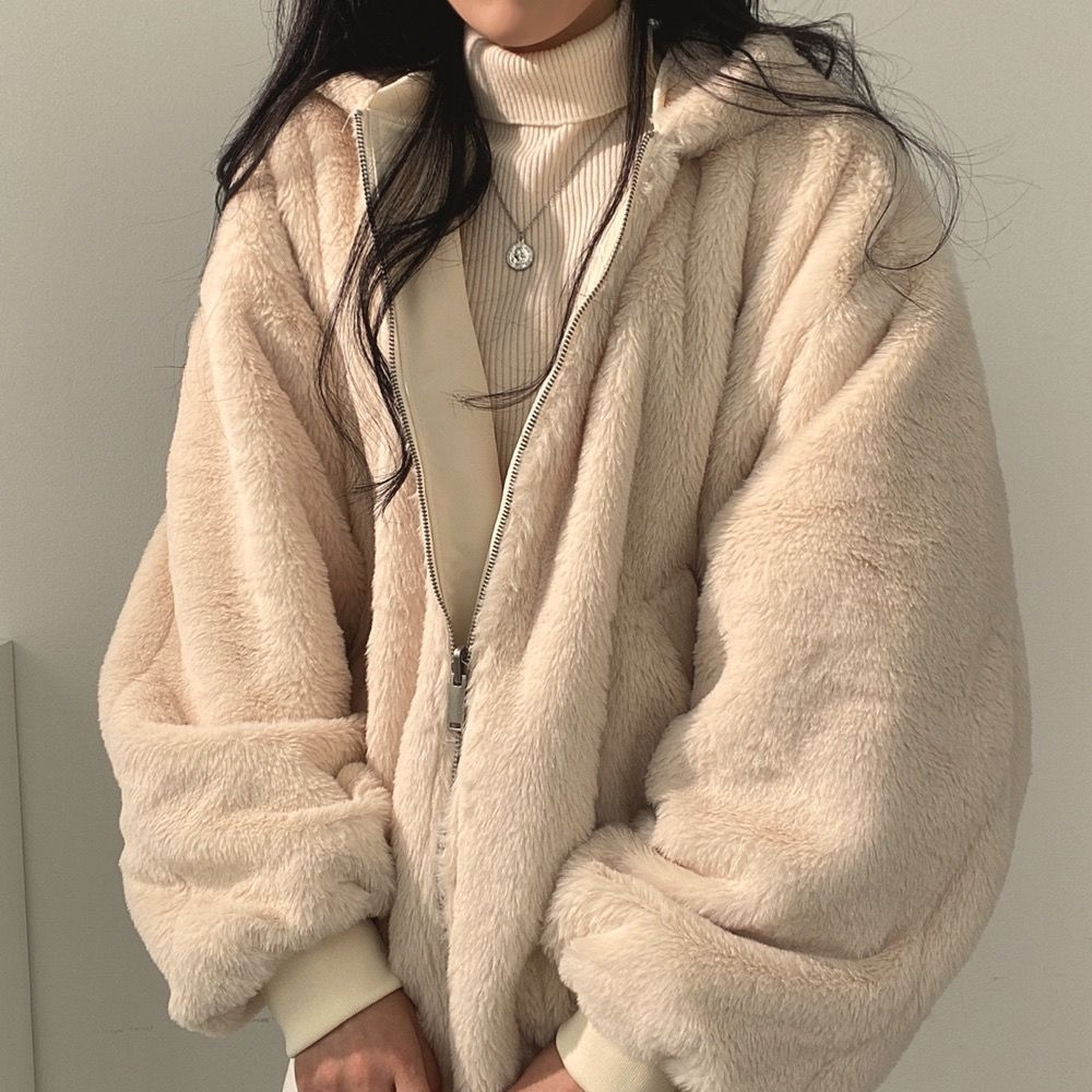 Umkehrbare Fleece Damenjacke – Warme leichte Winterjacke mit Kapuze