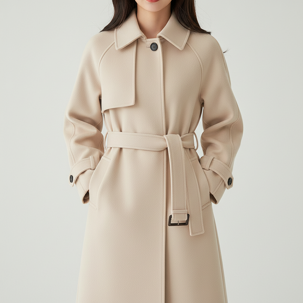 RainElegance Damenmantel – Wasserdichte Lange Jacke mit Tailliertem Schnitt und Stilvollem Design