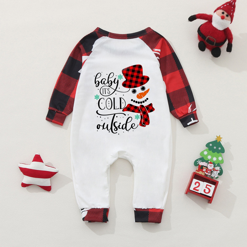 Roter Karomuster Schneemann Familien-Weihnachtspajama-Sets