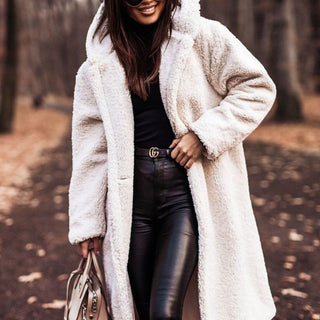 Damen Teddy Mantel mit Kapuze | Heidi-Mode