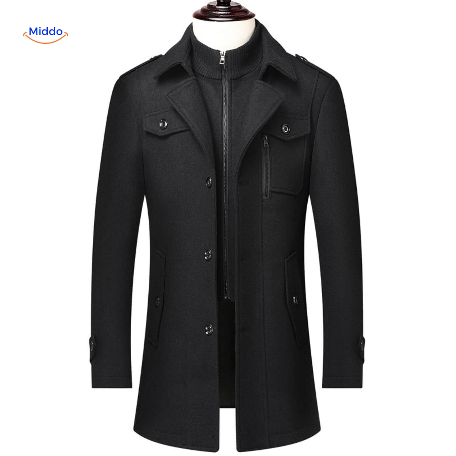 WoolGuard Peaky Blinders Trenchcoat | Luxuriöser Doppelkragen für stilvolle Herren