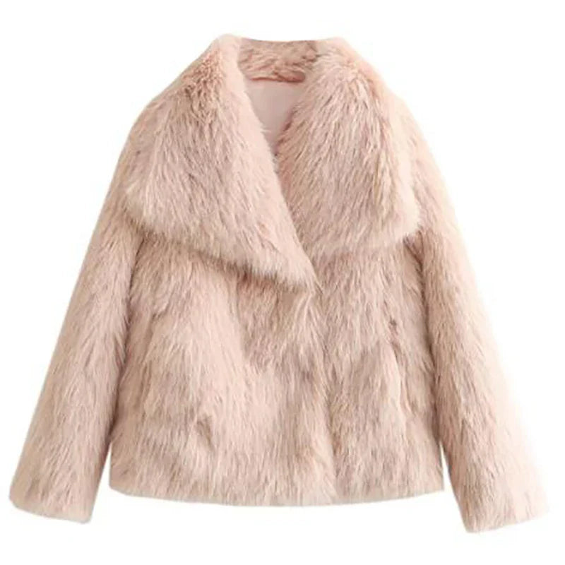 Fluffy Chic Damenjacke – Kurze Kunstpelzjacke für Herbst und Winter
