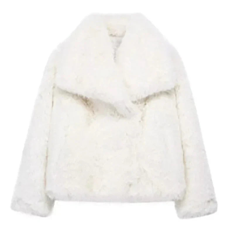 Fluffy Chic Damenjacke – Kurze Kunstpelzjacke für Herbst und Winter