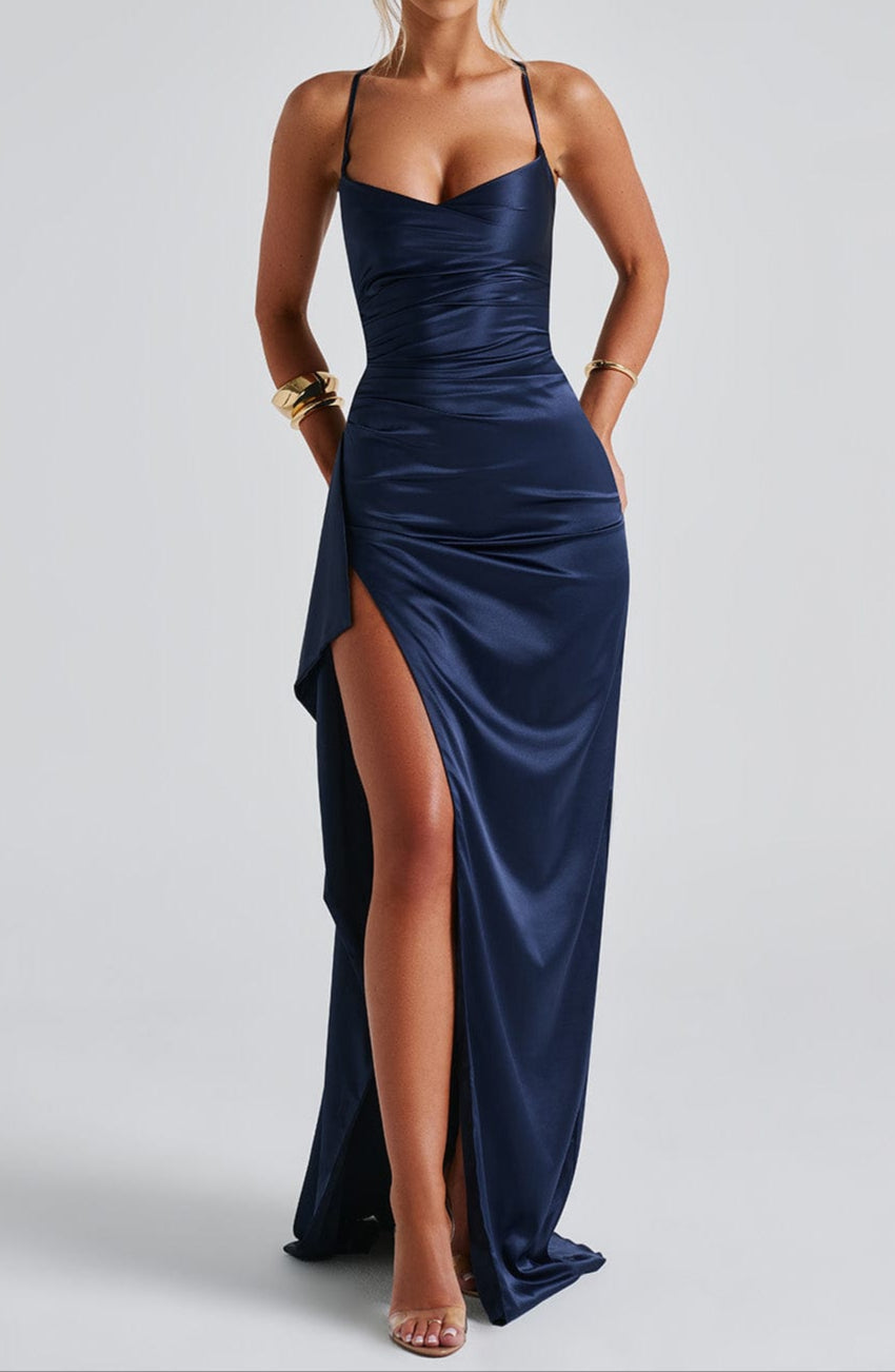 NavyElegance Maxikleid | Atemberaubendes Abendkleid für zeitlose Eleganz