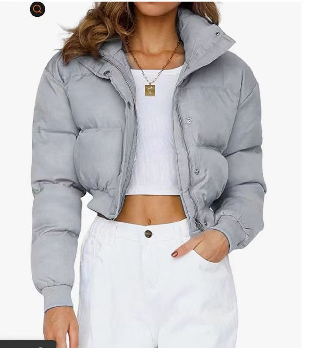 FrostEase Damen Pufferjacke – Kurze Winterjacke mit Kapuze
