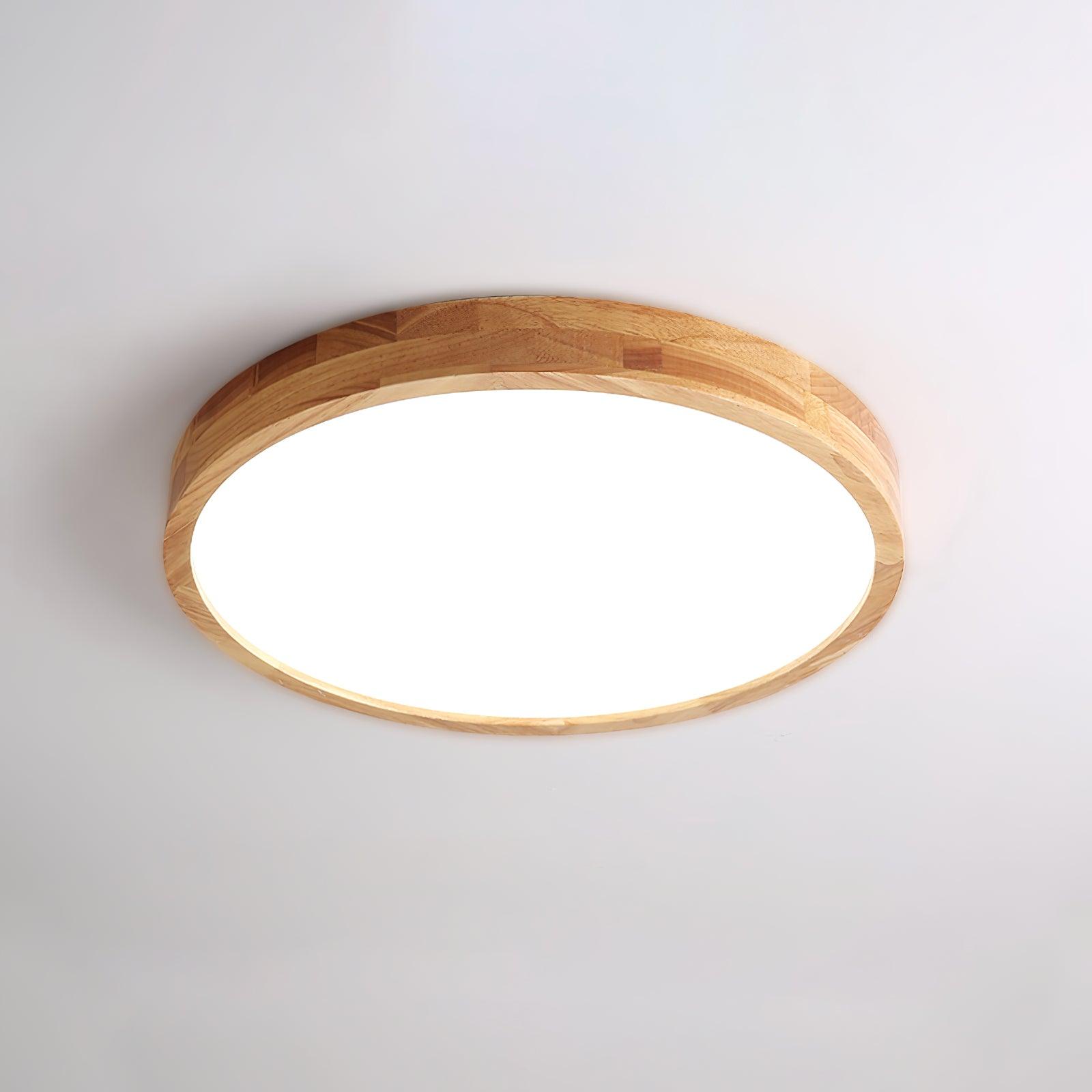 Moderne Nordische Runde Holz LED Deckenleuchte 1-Licht