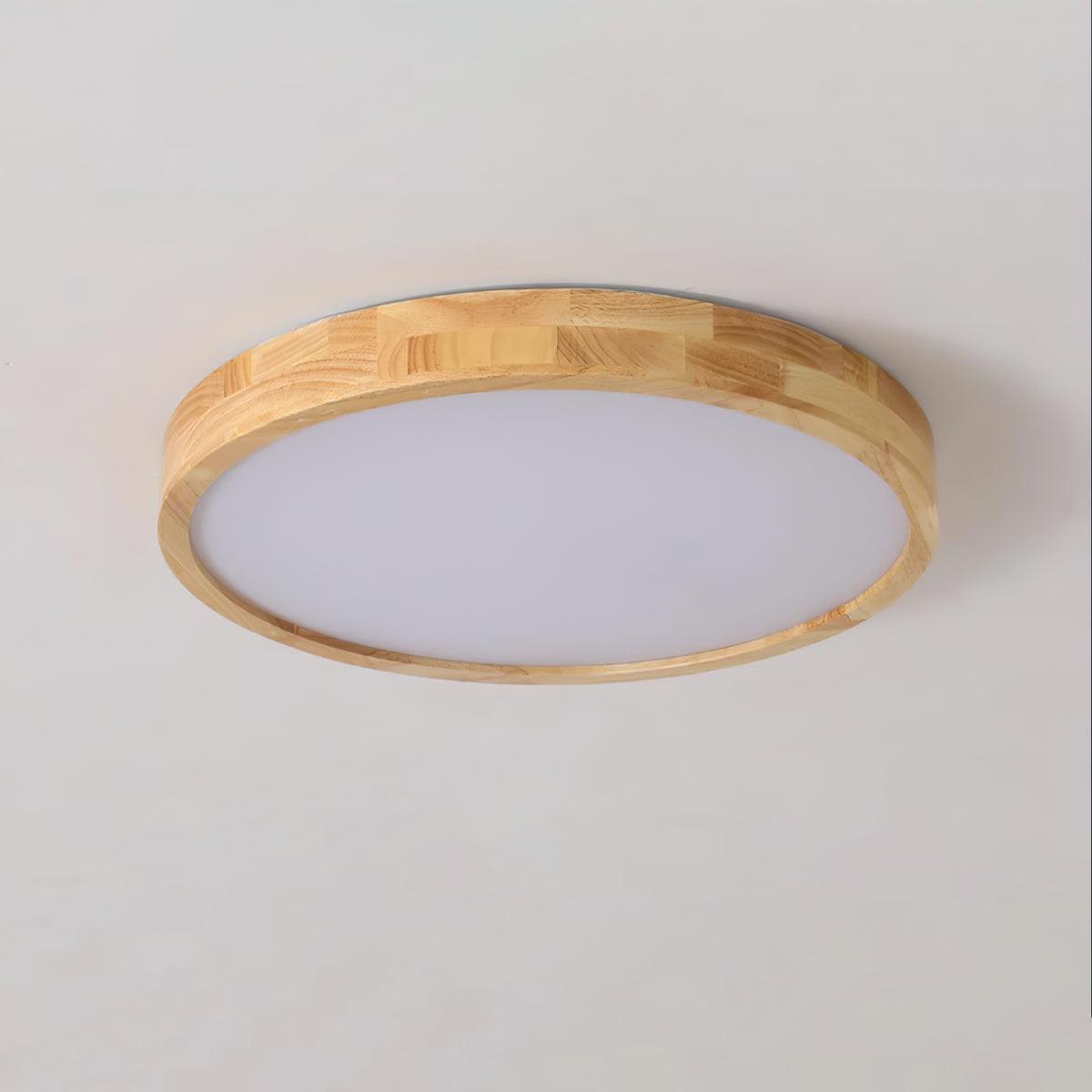 Moderne Nordische Runde Holz LED Deckenleuchte 1-Licht