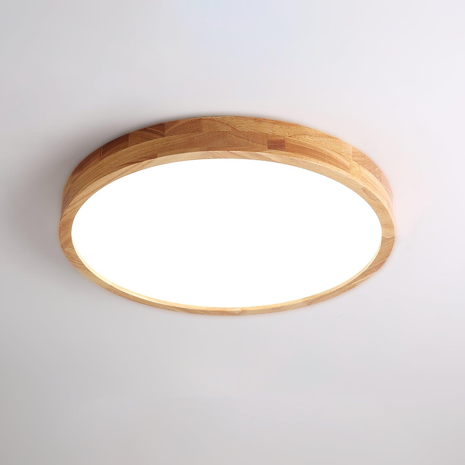 Moderne Nordische Runde Holz LED Deckenleuchte 1-Licht