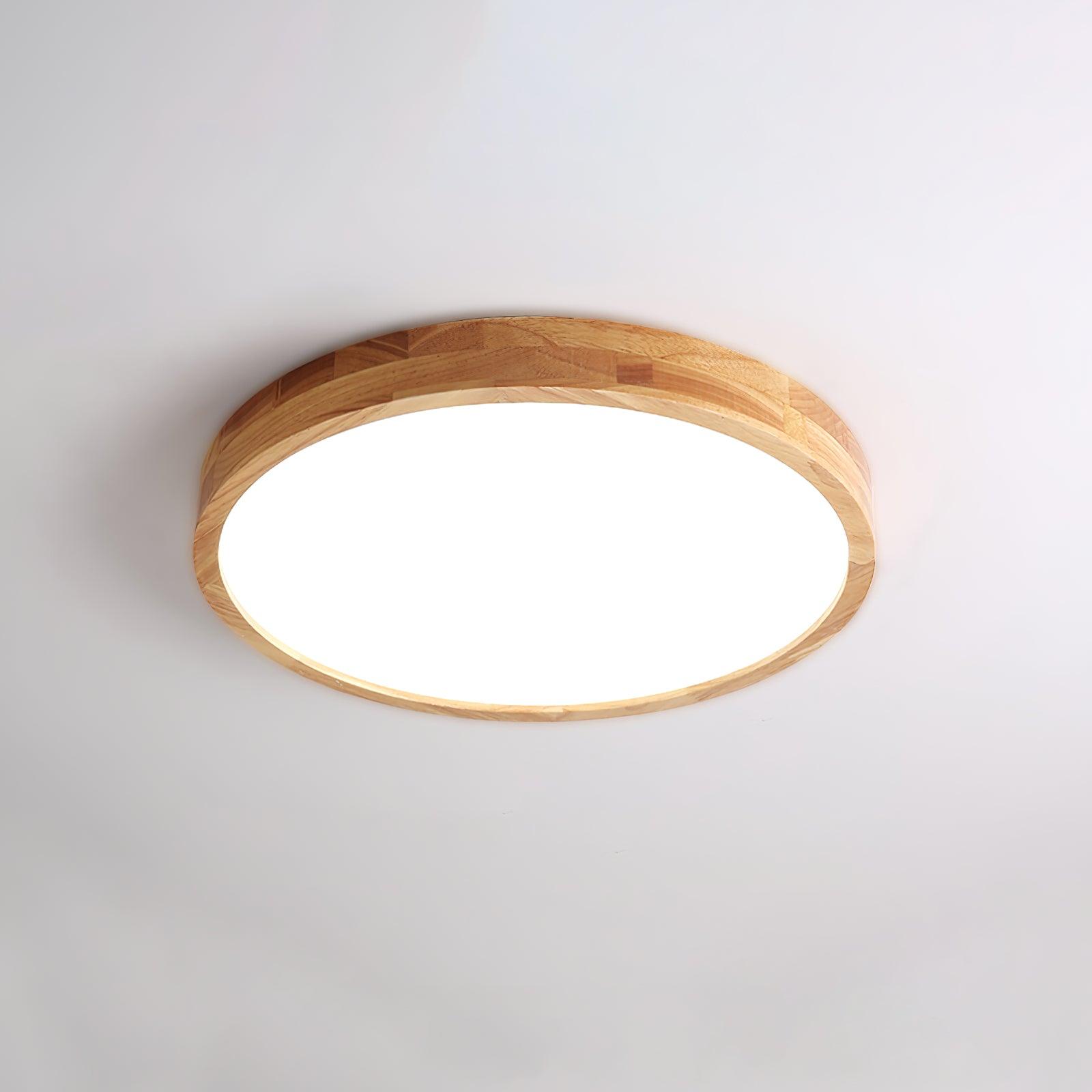 Moderne Nordische Runde Holz LED Deckenleuchte 1-Licht