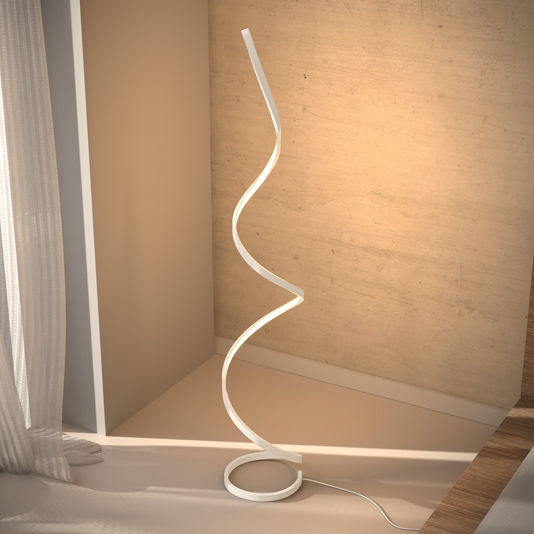 Skulpturale LED Stehlampe – Moderne Spiralform Designlampe