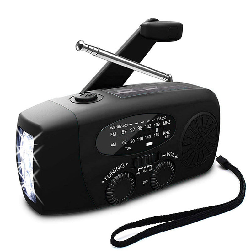 Selbstbetriebsfähiges Notradio – Handkurbel, Solar, Taschenlampe & Powerbank – FM/AM Radio, Unentbehrlich für Katastrophen und Notfälle