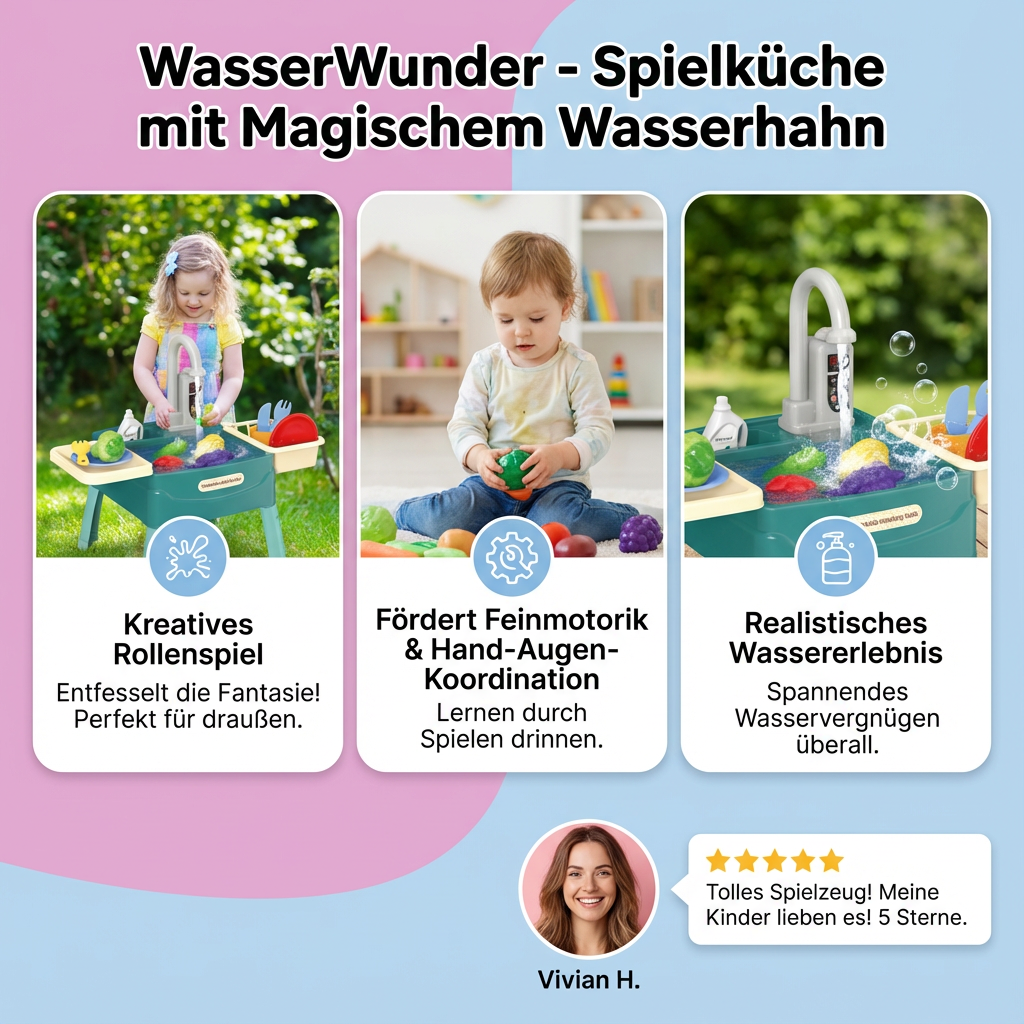 WasserWunder Spielküche mit Magischem Wasserhahn für Kinder