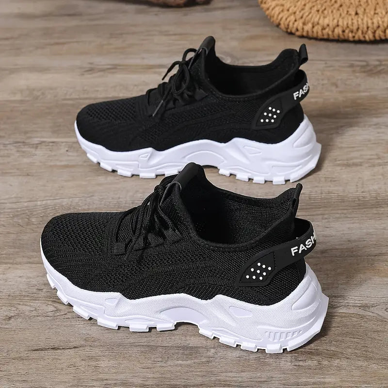 Damen Atmungsaktive Strick-Sneaker - Leichtgewicht, Bequeme Niedrige Laufschuhe für Alle Jahreszeiten
