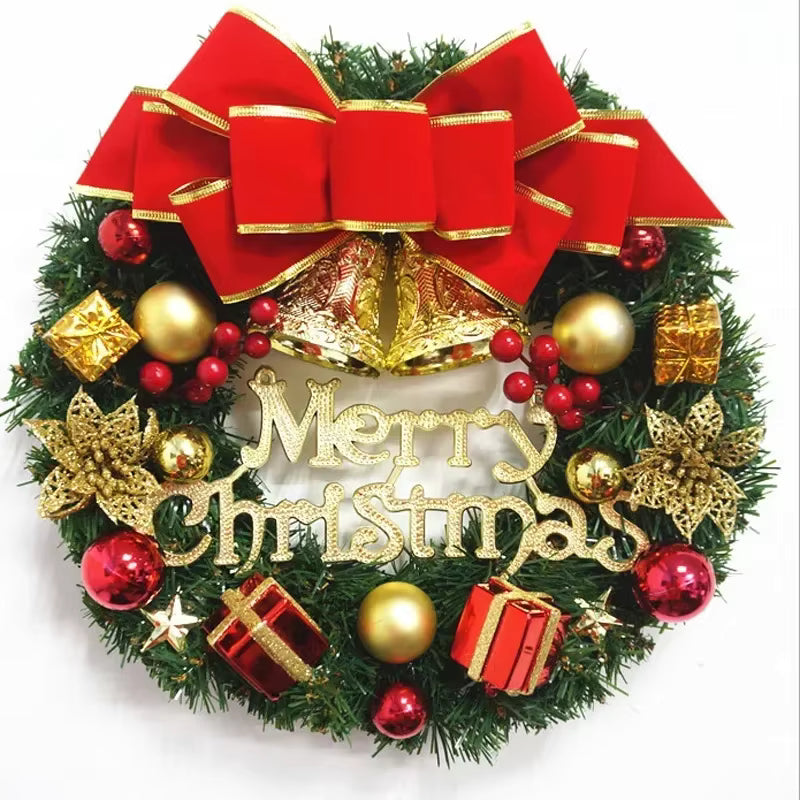 Weihnachtskranz | Tannennadeln mit Rentier- und Schneemannornamenten | 30 cm