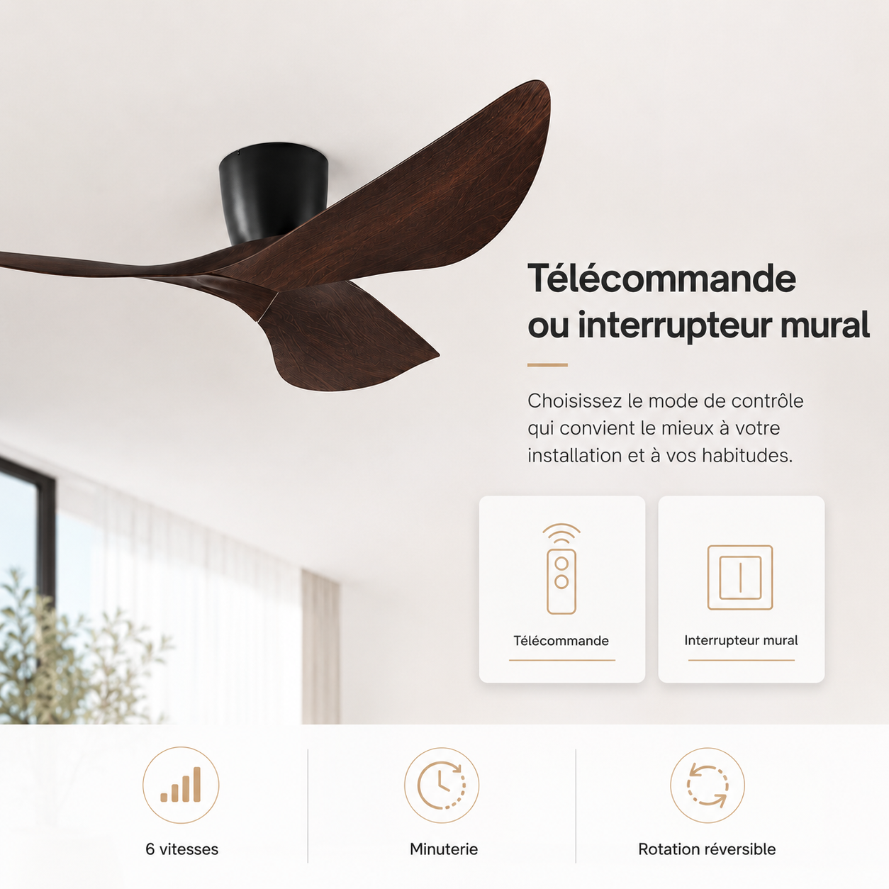 Nelvarn – Minimalistischer Deckenventilator mit Flügeln