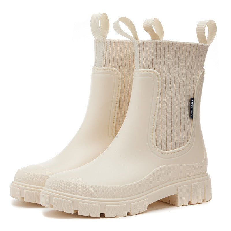 Wasserdichte Gummistiefel für Damen | Höhenverstellbares Plateau & Rutschfeste PVC-Sohle
