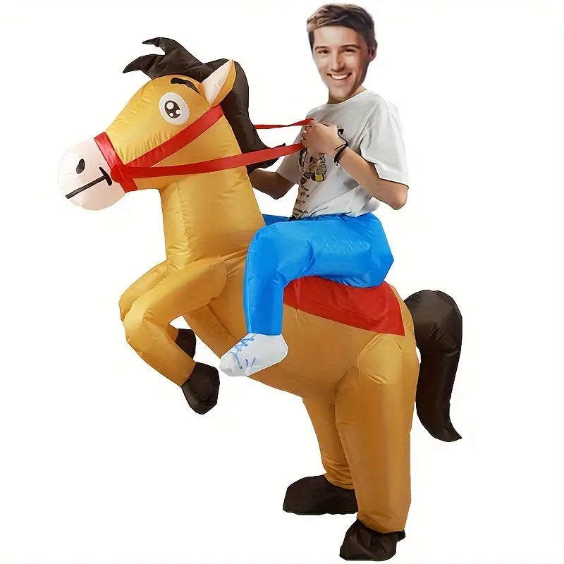 CowboyPony - Aufblasbares Pferdekostüm für Erwachsene, Jazz Cowboy Stil, Tier Thema, Perfekt für Karneval und Partys