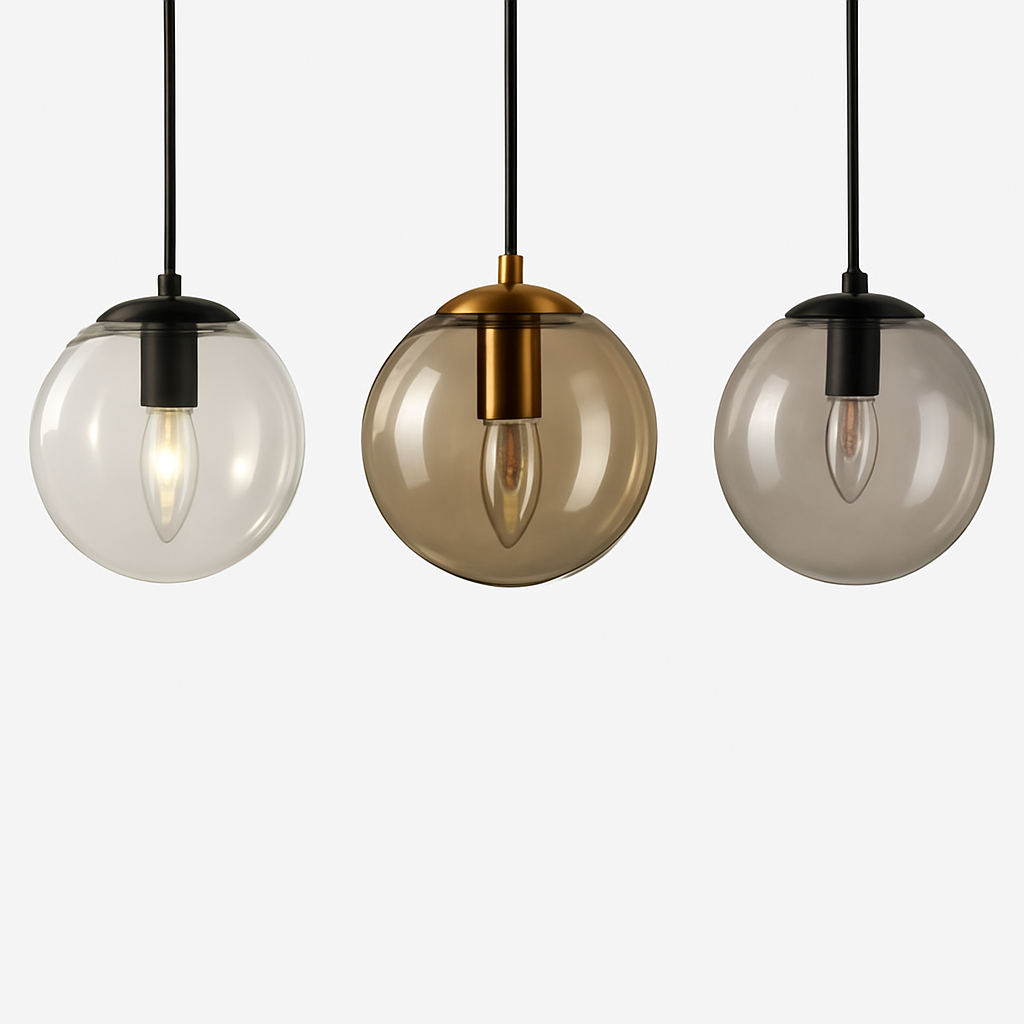 Wandleuchte mit hängender Glas-Kugel