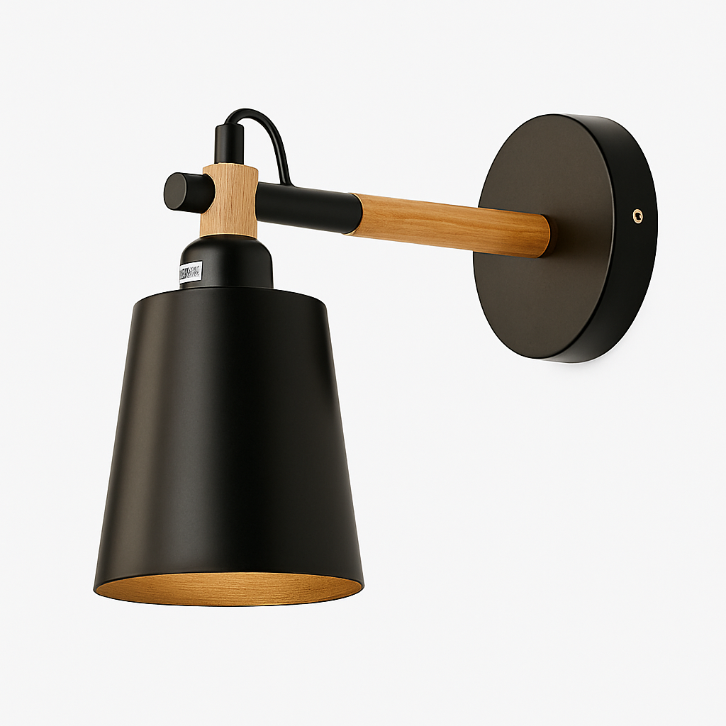 Wandlampe LED aus Holz und Metall im Nordic-Stil