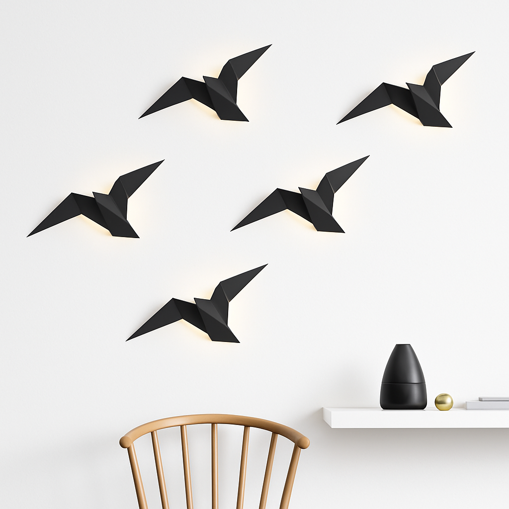 Moderne LED-Wandlampe Vogel im Origami-Stil Naila