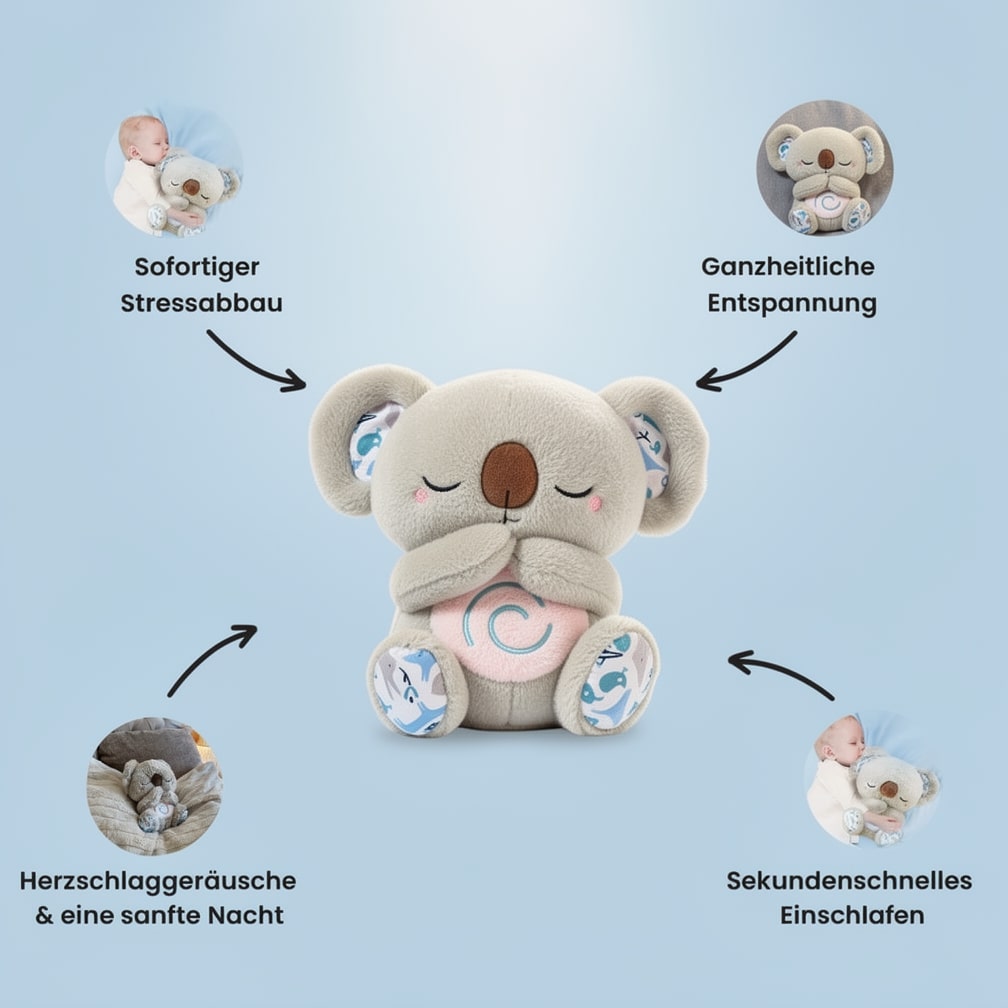 Atmendes Kuscheltier | Koala Plüschtier für Entspannung & Schlafhilfe | SchlafKoala