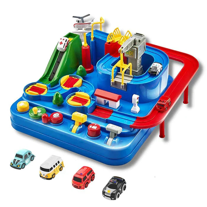 RescueTrack Abenteuer-Set – Pädagogisches Spielzeug für Rettungsfahrzeuge für Kleinkinder