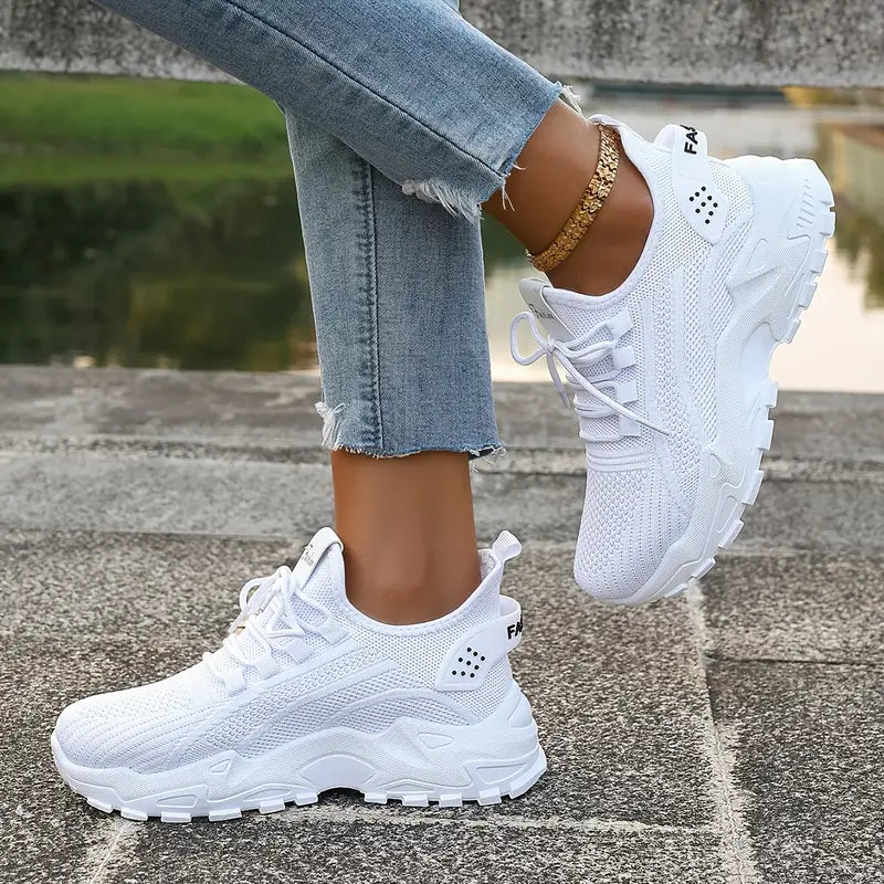 Damen Atmungsaktive Strick-Sneaker - Leichtgewicht, Bequeme Niedrige Laufschuhe für Alle Jahreszeiten
