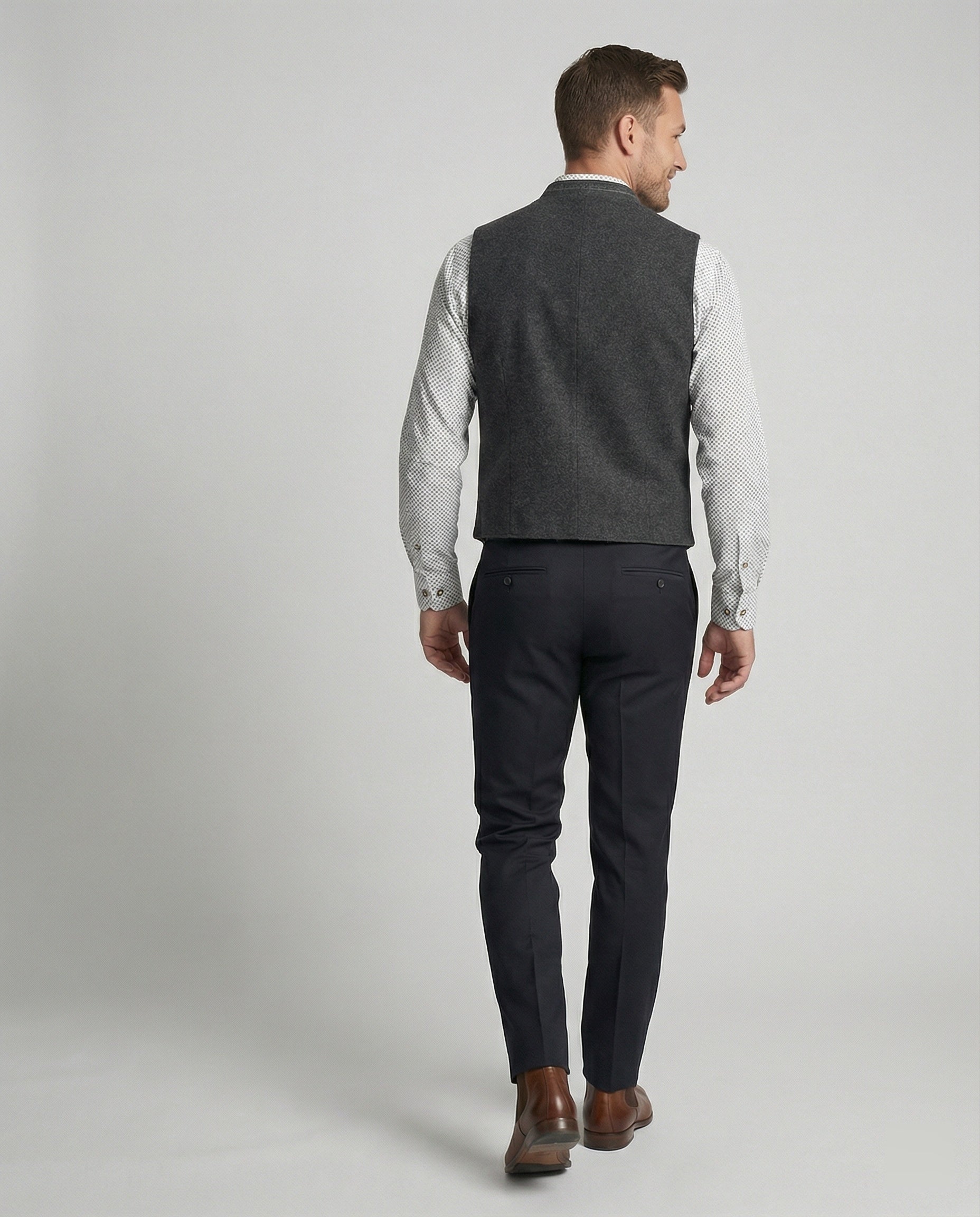 Heidi-Mode - Elegante Herren Trachtenweste Grau Traditionell