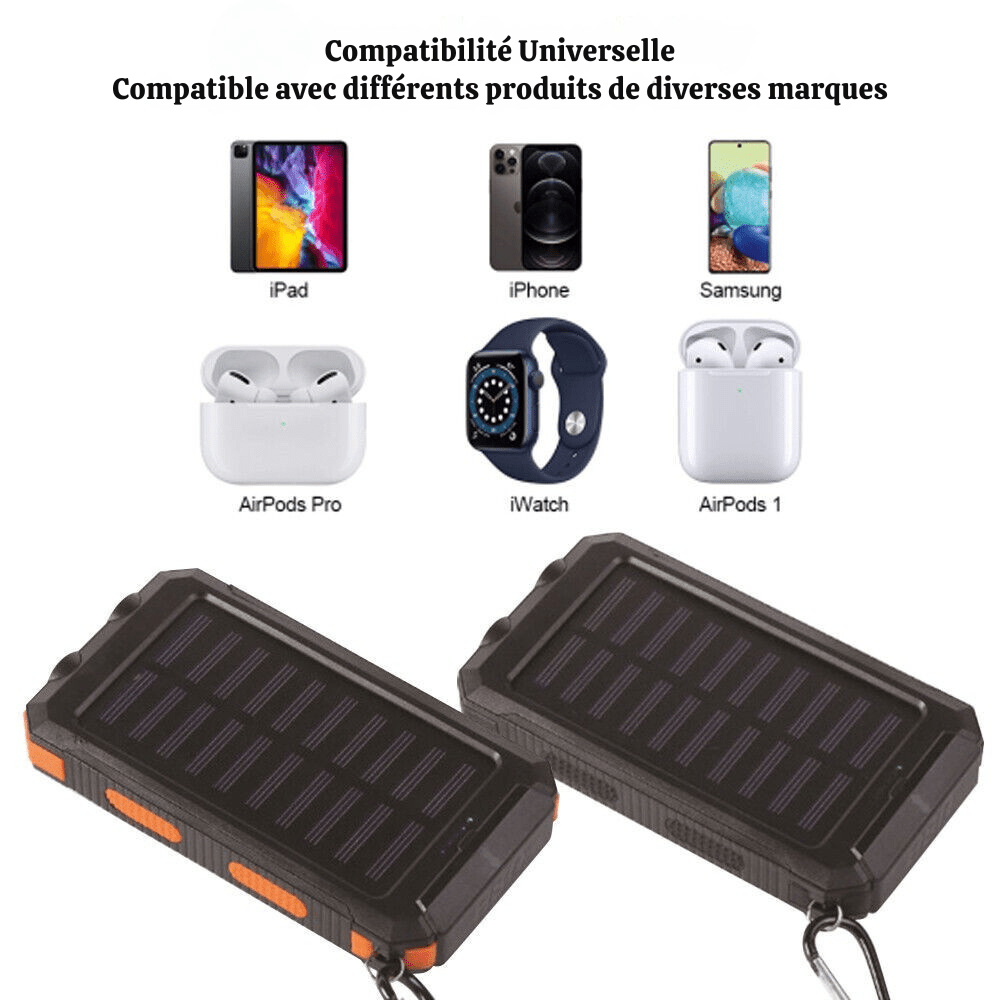 Wasserdichte Stoßfeste Solar-Batterie 10.000 mAh | Solaraufladbar