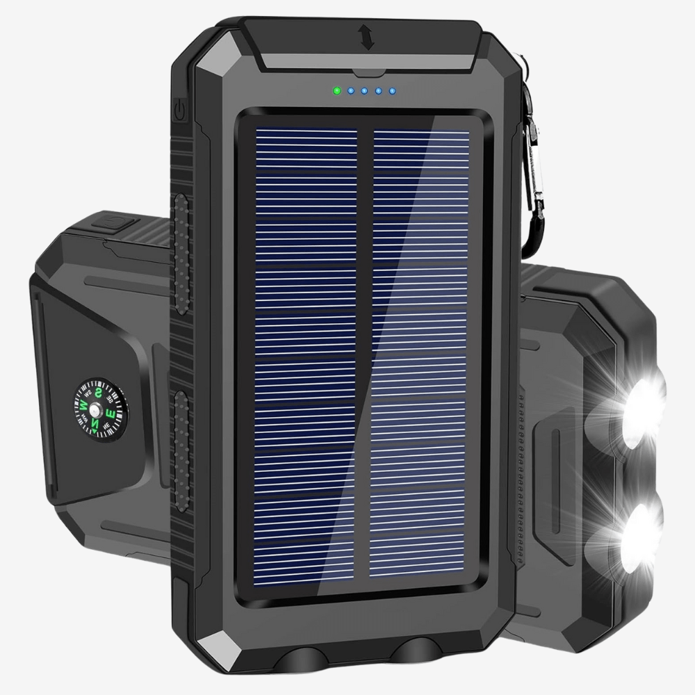 Wasserdichte Stoßfeste Solar-Batterie 10.000 mAh | Solaraufladbar