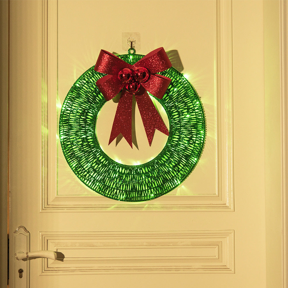 Beleuchteter Weihnachtskranz Luxus Gold-Grün 50cm – Handgefertigter Türkranz mit LED
