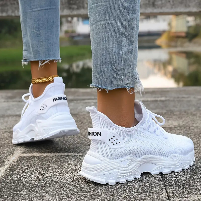 Damen Atmungsaktive Strick-Sneaker - Leichtgewicht, Bequeme Niedrige Laufschuhe für Alle Jahreszeiten