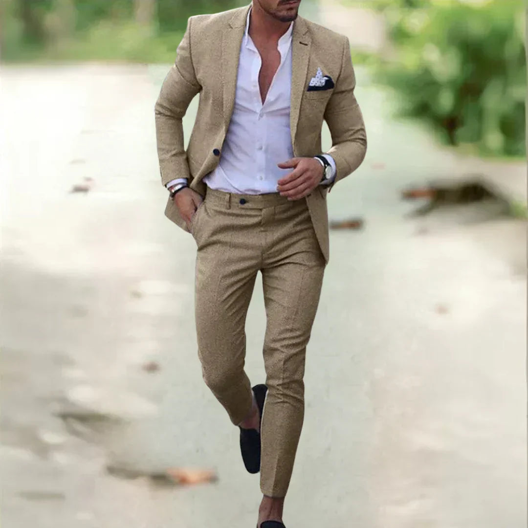 Leichter Herren Leinenanzug – 2-teilig, Slim Fit, ideal für Sommer, Hochzeit & Business