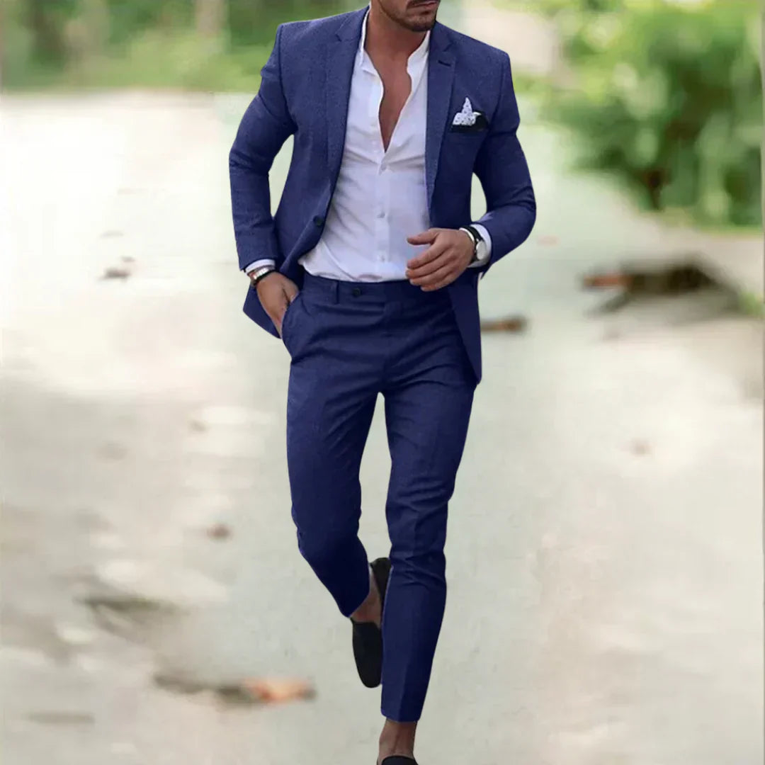 Leichter Herren Leinenanzug – 2-teilig, Slim Fit, ideal für Sommer, Hochzeit & Business