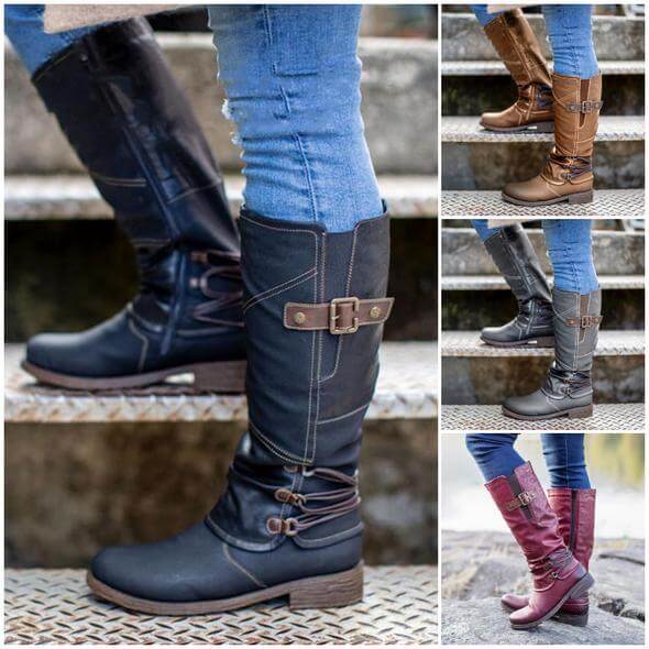 Vintage Stiefel mit Reißverschluss für Frauen