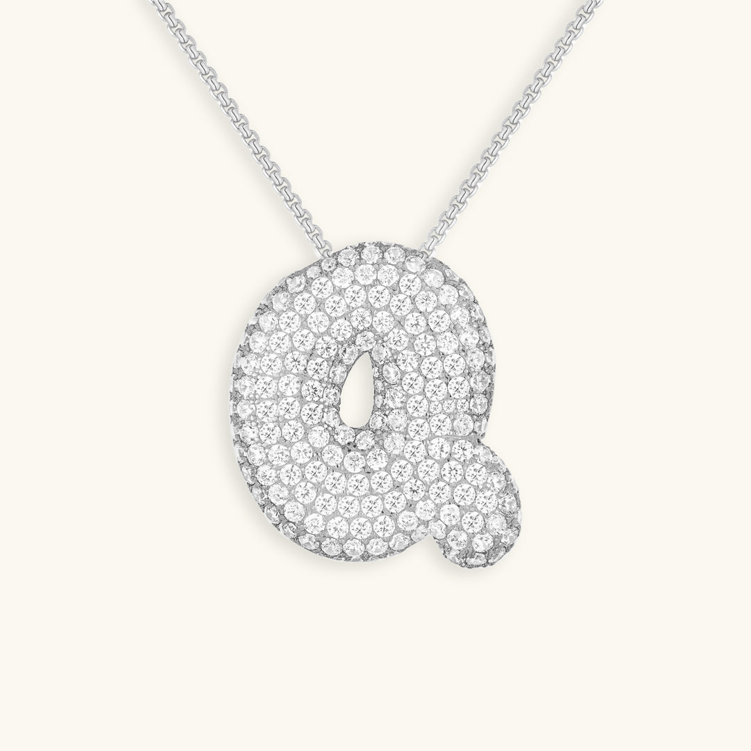 Bubble Initial-Diamant-Halskette