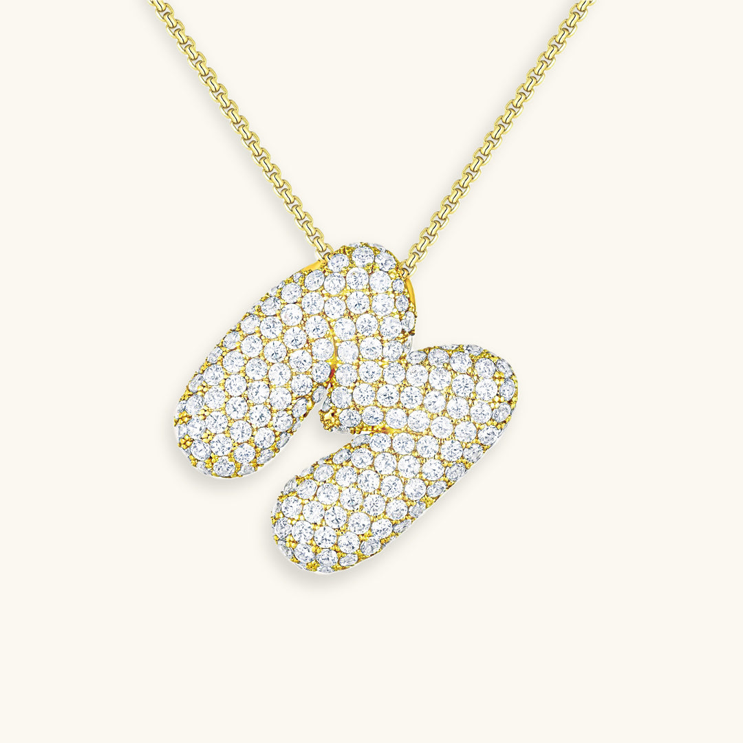 Bubble Initial-Diamant-Halskette