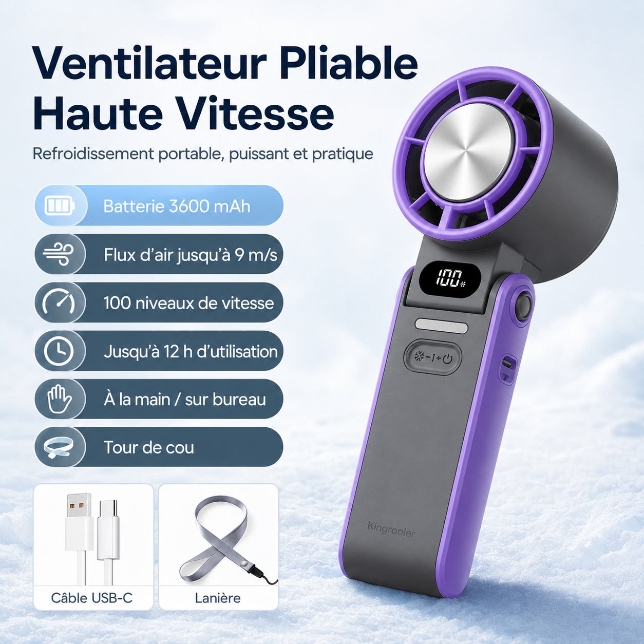 Tragbarer zusammenklappbarer Handventilator für den Außenbereich